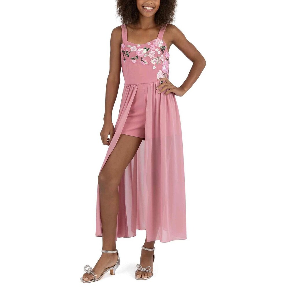 B2 Speechless Girl's Mauve Embellished Walk-Thru Maxi Fanciful Dress-Size-12